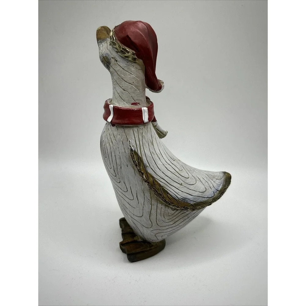 Tii Collections Christmas Goose with Scarf Figurine Resin~Wood Grain Look - Picture 4 of 12